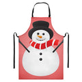 Cute Snowman Print Bib Apron With Pocket