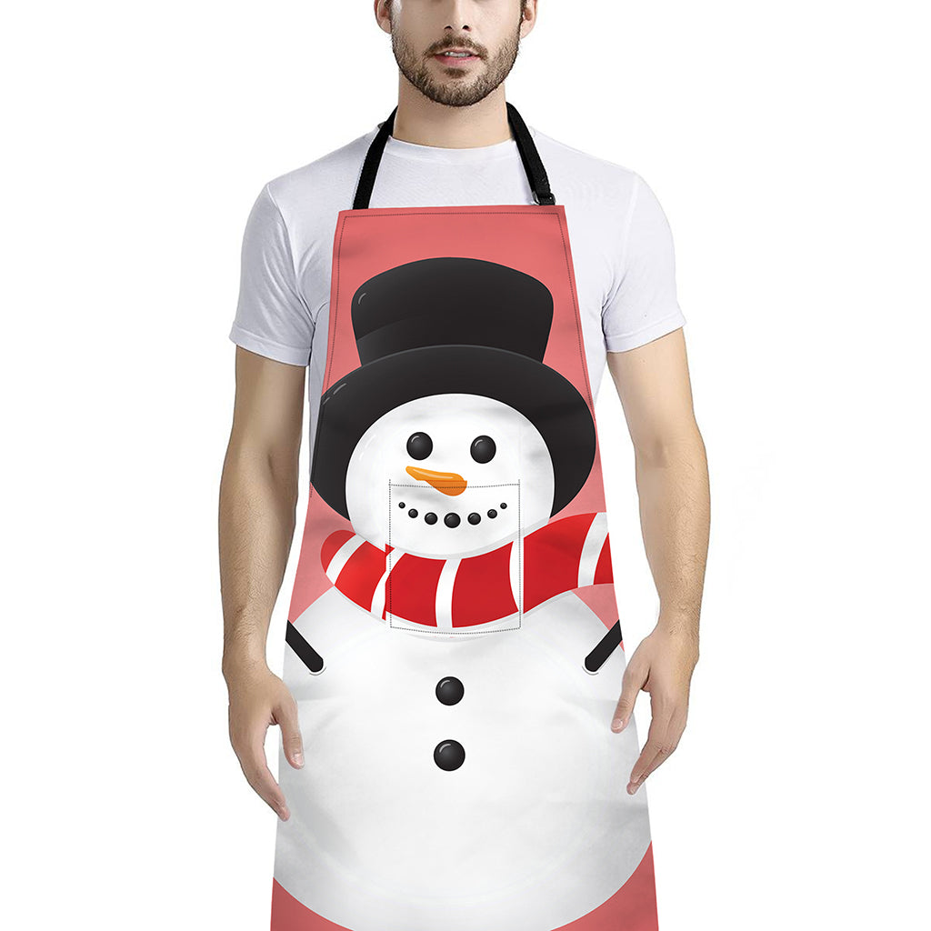 Cute Snowman Print Bib Apron With Pocket