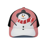 Cute Snowman Print Black Mesh Trucker Cap