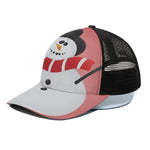 Cute Snowman Print Black Mesh Trucker Cap