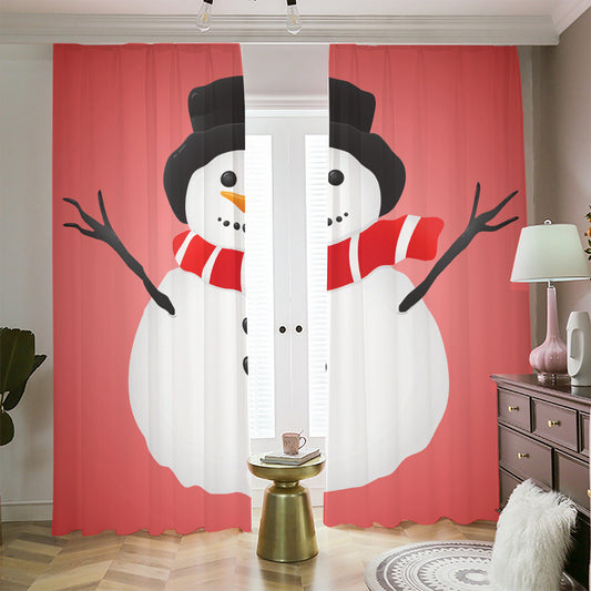 Cute Snowman Print Blackout Pencil Pleat Curtains