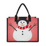 Cute Snowman Print Canvas Tote Bag