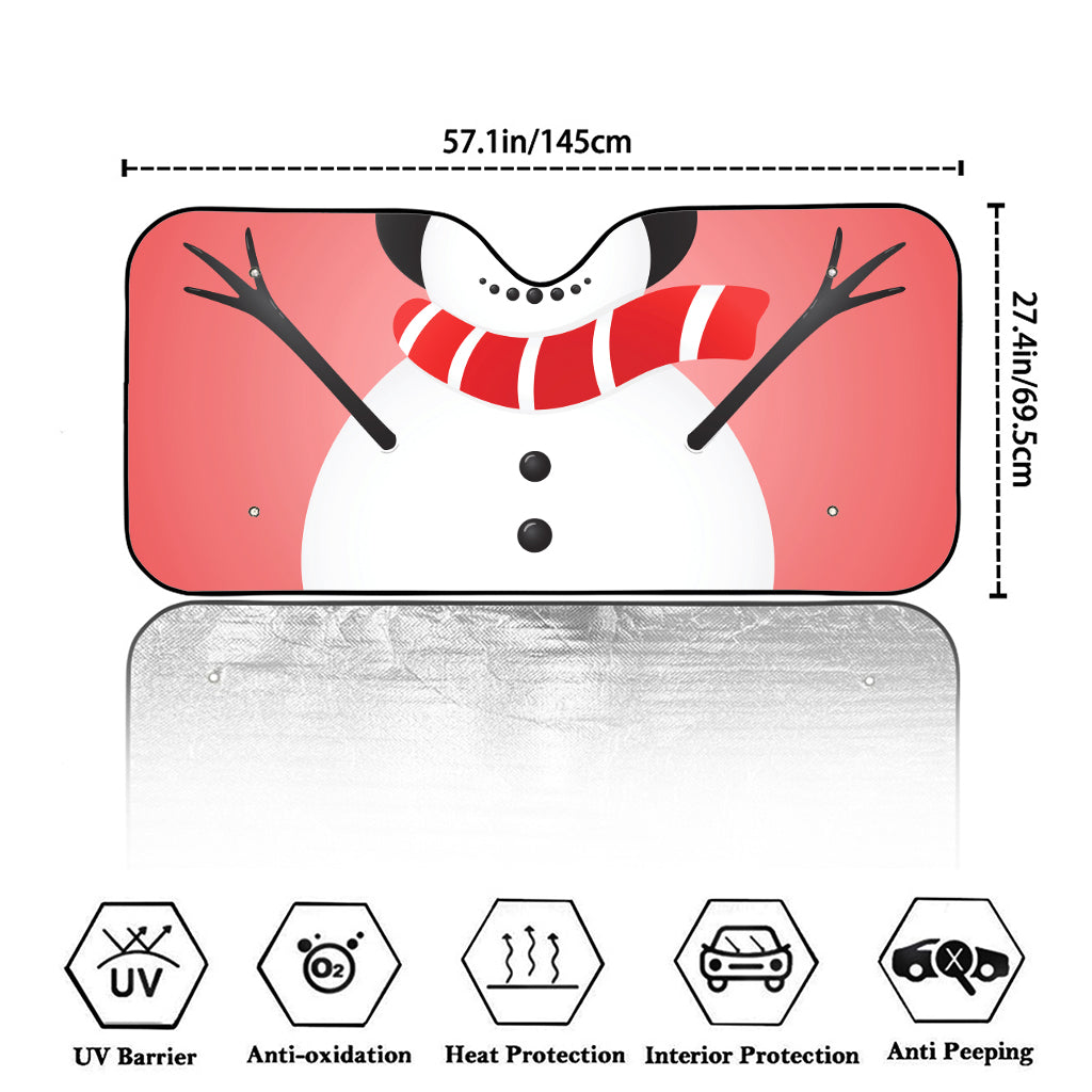 Cute Snowman Print Car Windshield Sun Shade