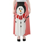 Cute Snowman Print Chiffon Maxi Skirt