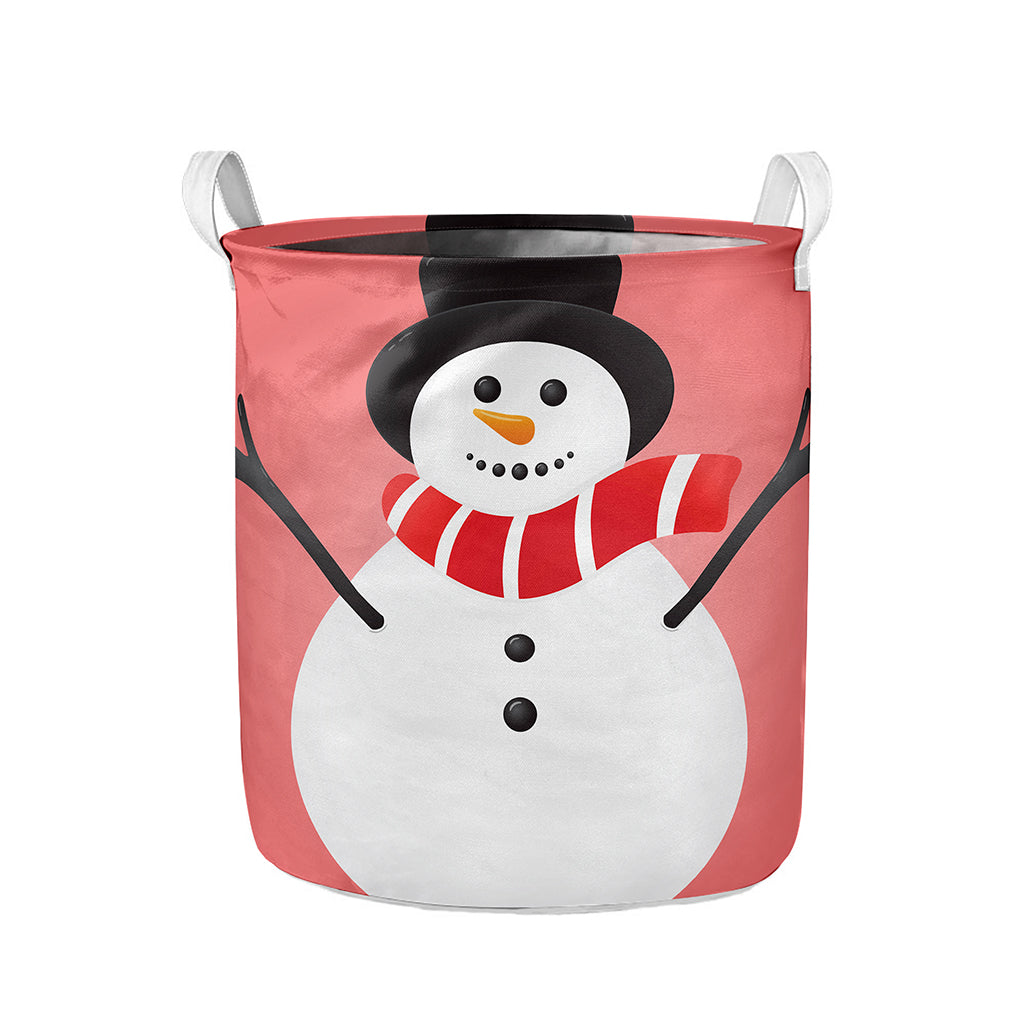 Cute Snowman Print Collapsible Laundry Basket