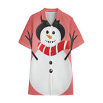 Cute Snowman Print Cotton Hawaiian Shirt