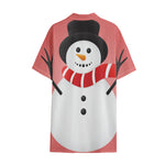 Cute Snowman Print Cotton Hawaiian Shirt