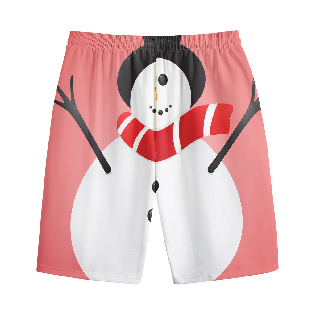 Cute Snowman Print Cotton Shorts
