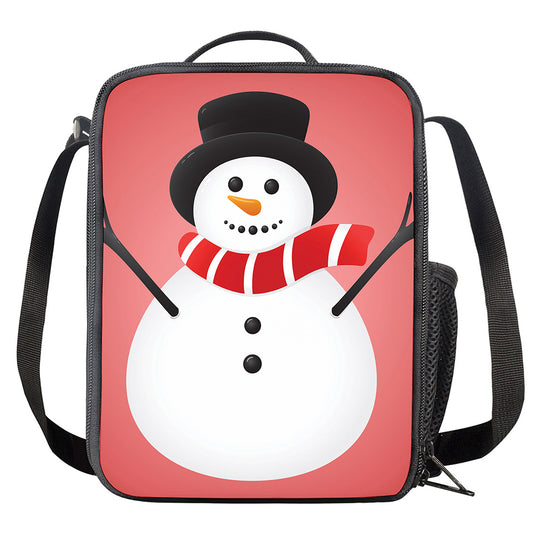 Cute Snowman Print Crossbody Lunch Bag