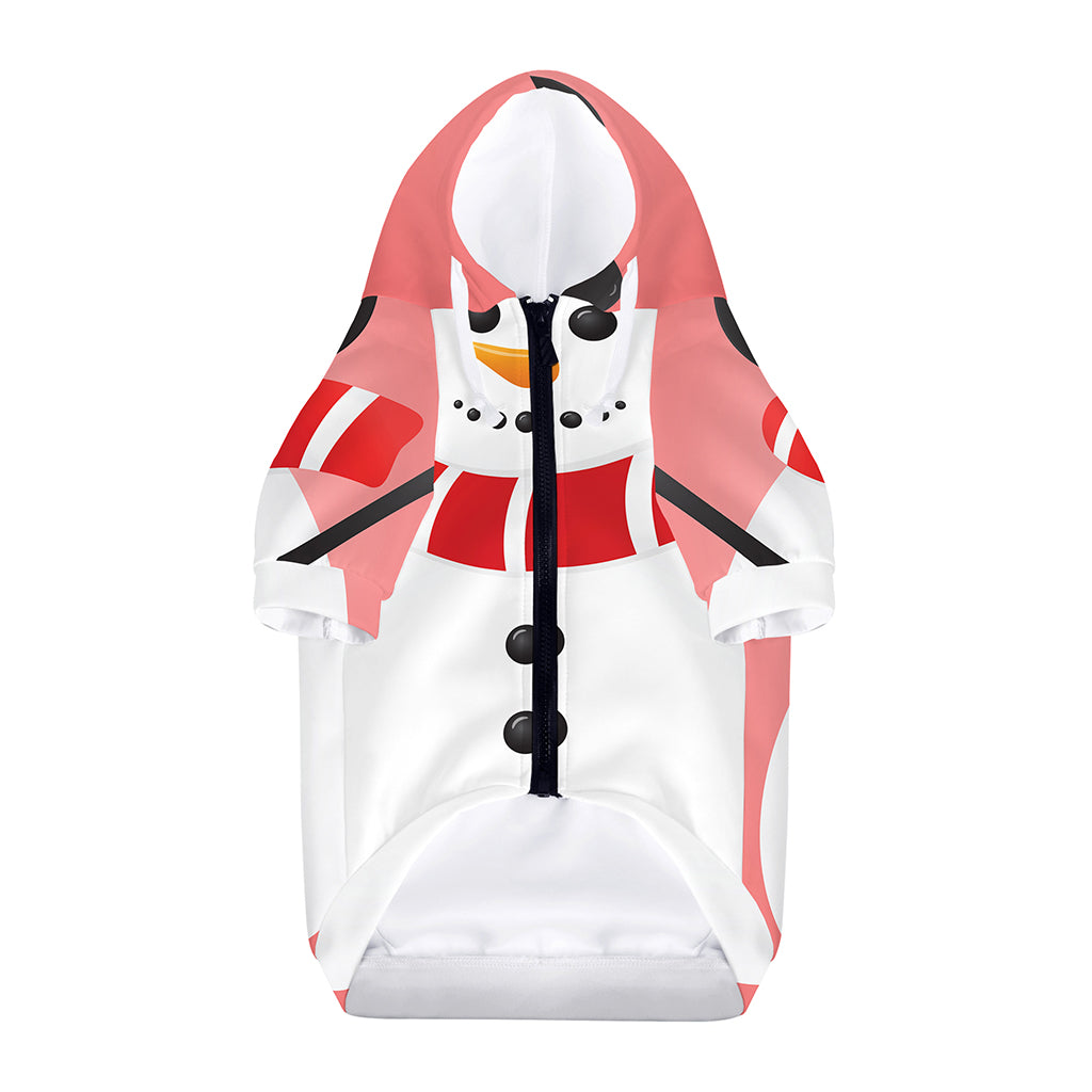 Cute Snowman Print Dog Zip Up Hoodie