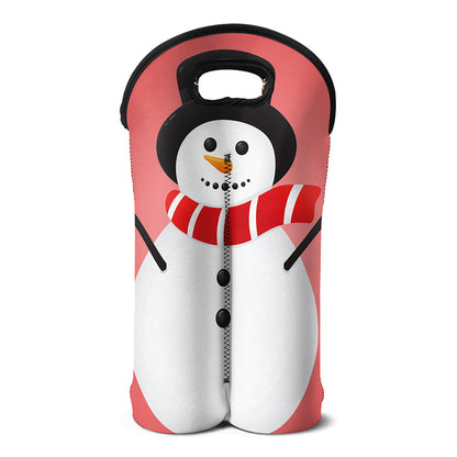 Cute Snowman Print Double Neoprene Wine Tote