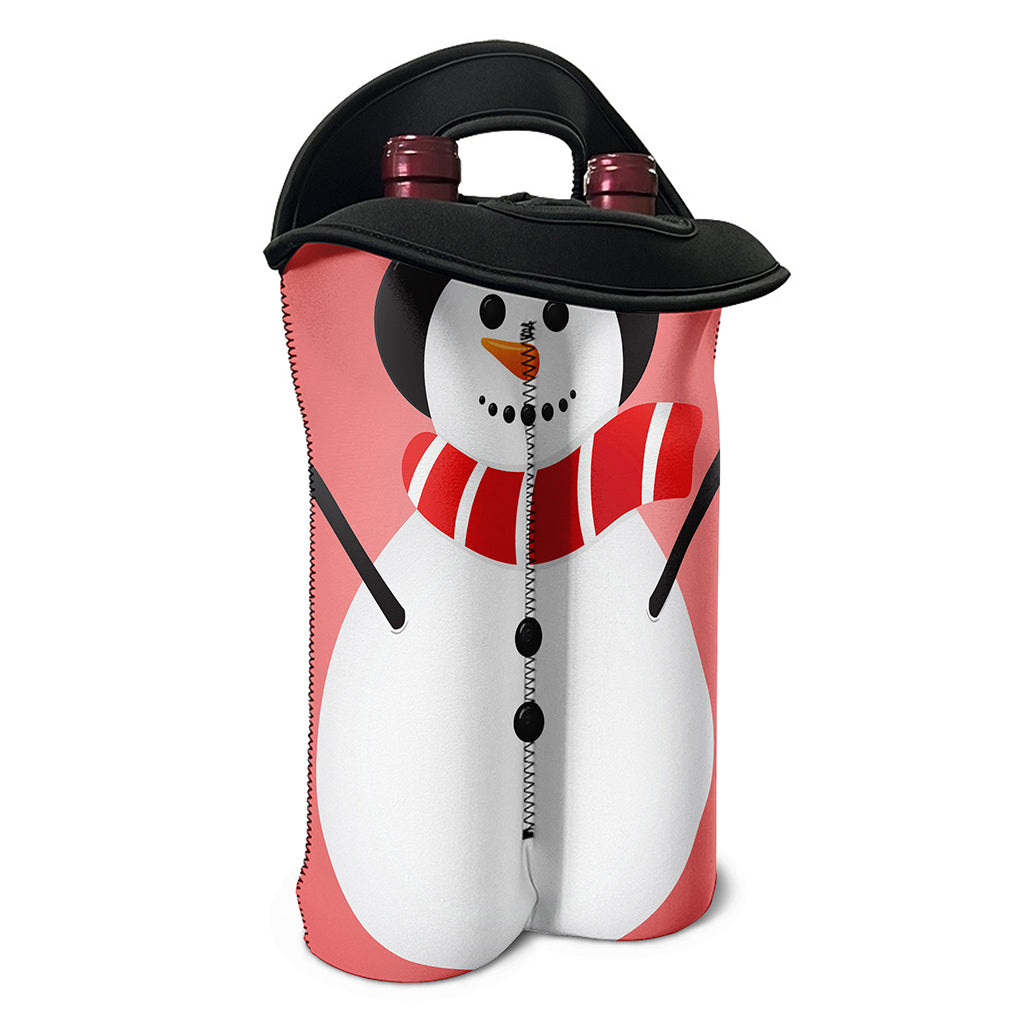 Cute Snowman Print Double Neoprene Wine Tote