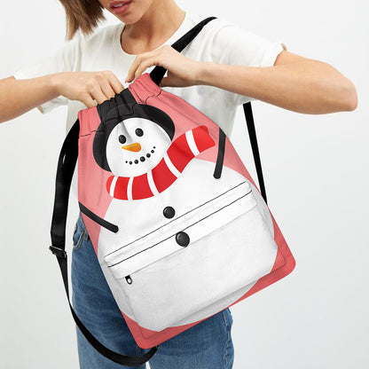 Cute Snowman Print Drawstring Backpack