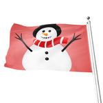 Cute Snowman Print Flag