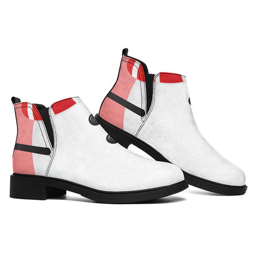 Cute Snowman Print Flat Ankle Boots