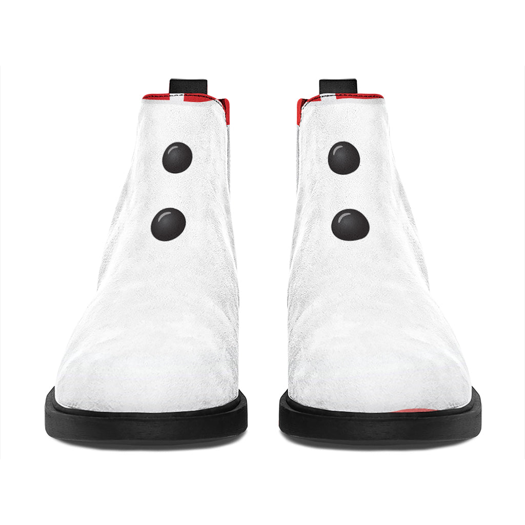 Cute Snowman Print Flat Ankle Boots