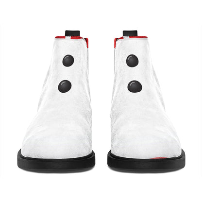 Cute Snowman Print Flat Ankle Boots