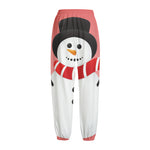 Cute Snowman Print Fleece Lined Knit Pants