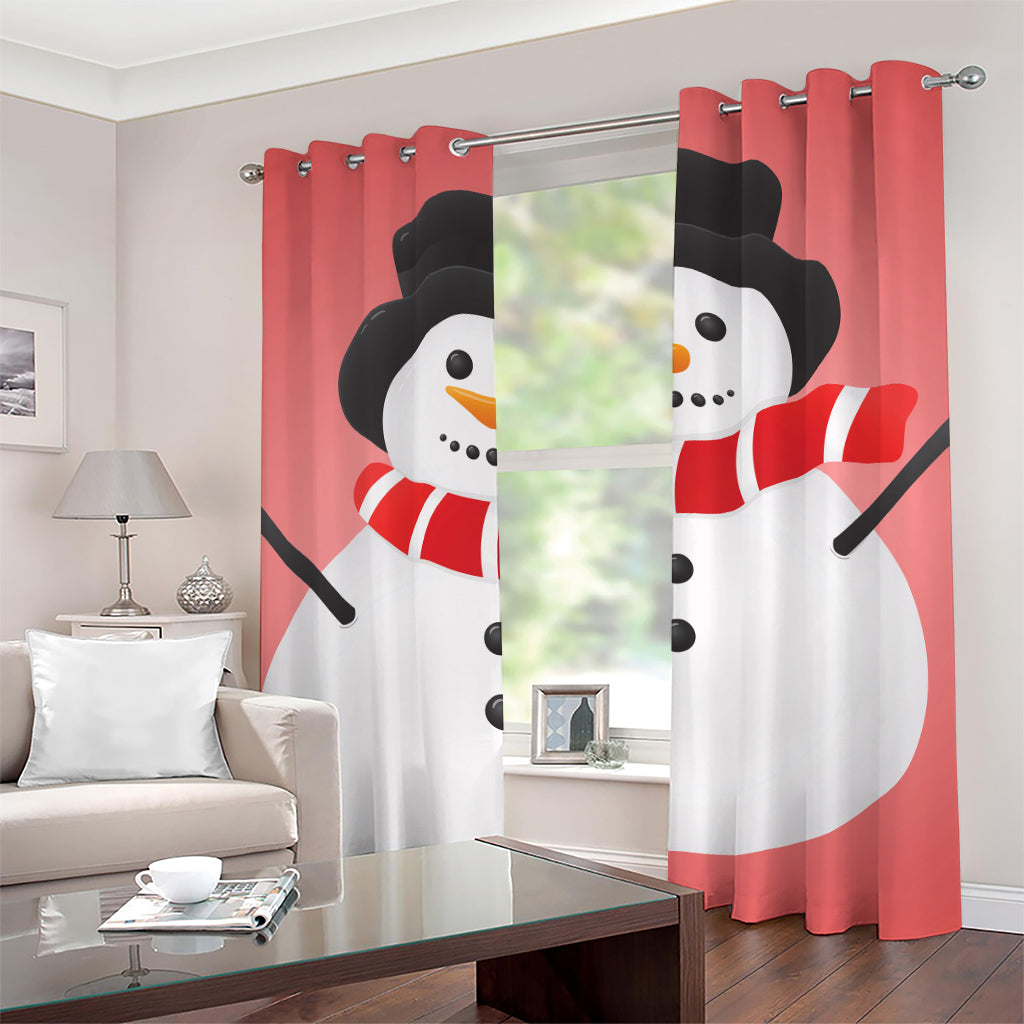 Cute Snowman Print Grommet Curtains