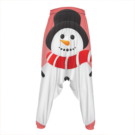 Cute Snowman Print Hammer Pants