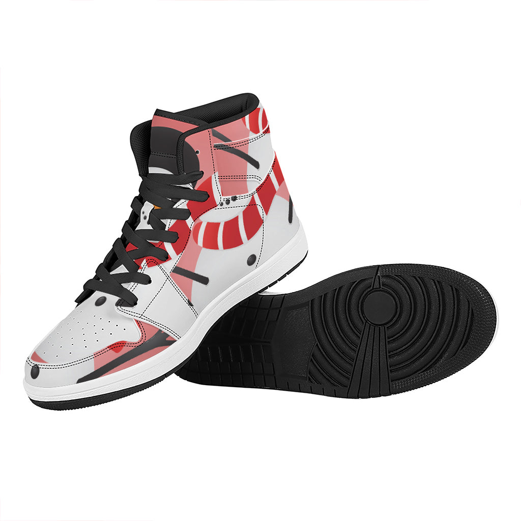 Cute Snowman Print High Top Leather Sneakers
