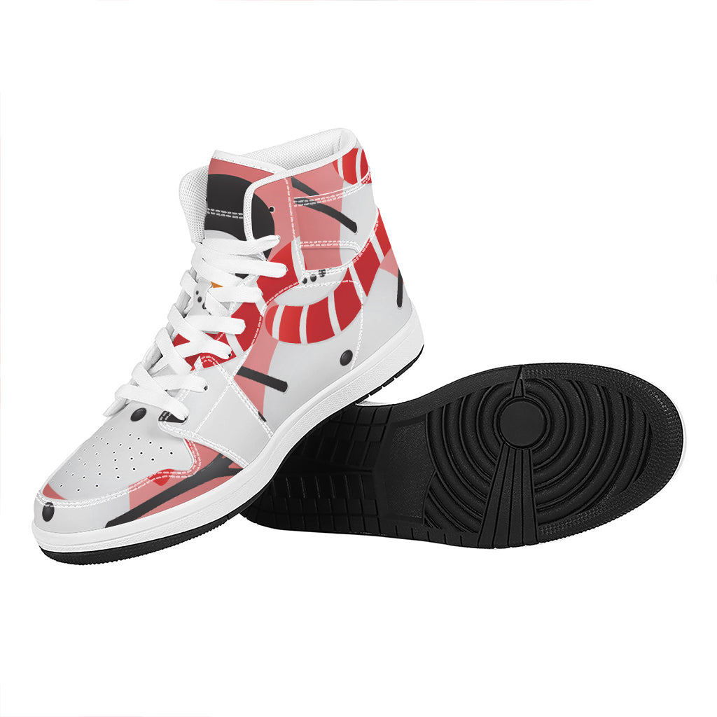 Cute Snowman Print High Top Leather Sneakers