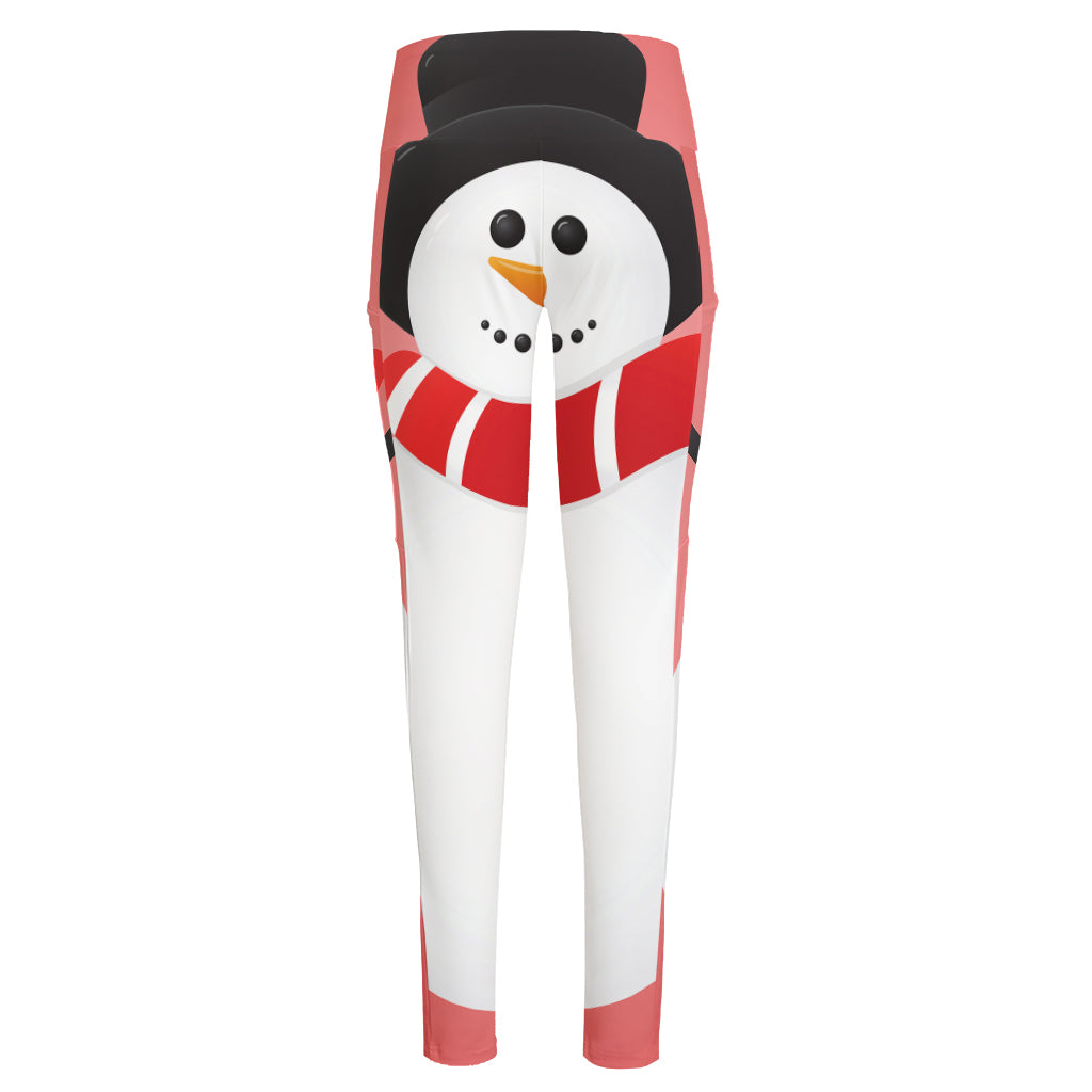 Cute Snowman Print High-Waisted Pocket Leggings