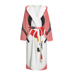 Cute Snowman Print Hooded Bathrobe