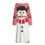 Cute Snowman Print Hooded Bathrobe