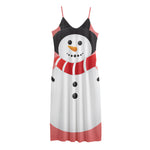 Cute Snowman Print Jersey Midi Cami Dress