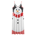 Cute Snowman Print Jersey Midi Cami Dress