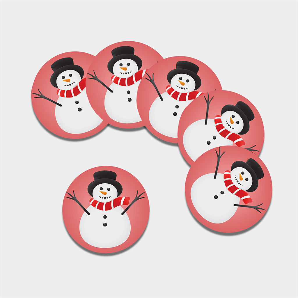 Cute Snowman Print Leather Coaster Set
