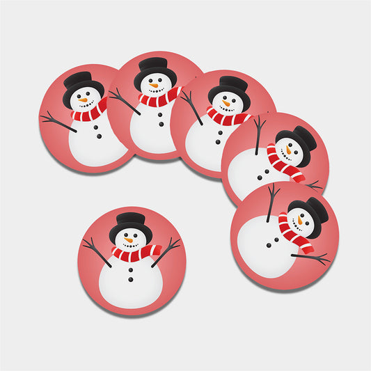 Cute Snowman Print Leather Coaster Set