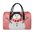 Cute Snowman Print Leather Duffel Bag