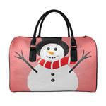 Cute Snowman Print Leather Duffle Bag
