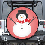Cute Snowman Print Leather Spare Tire Cover