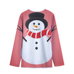 Cute Snowman Print Long Sleeve Short Coat