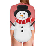 Cute Snowman Print Long Sleeve Swimsuit