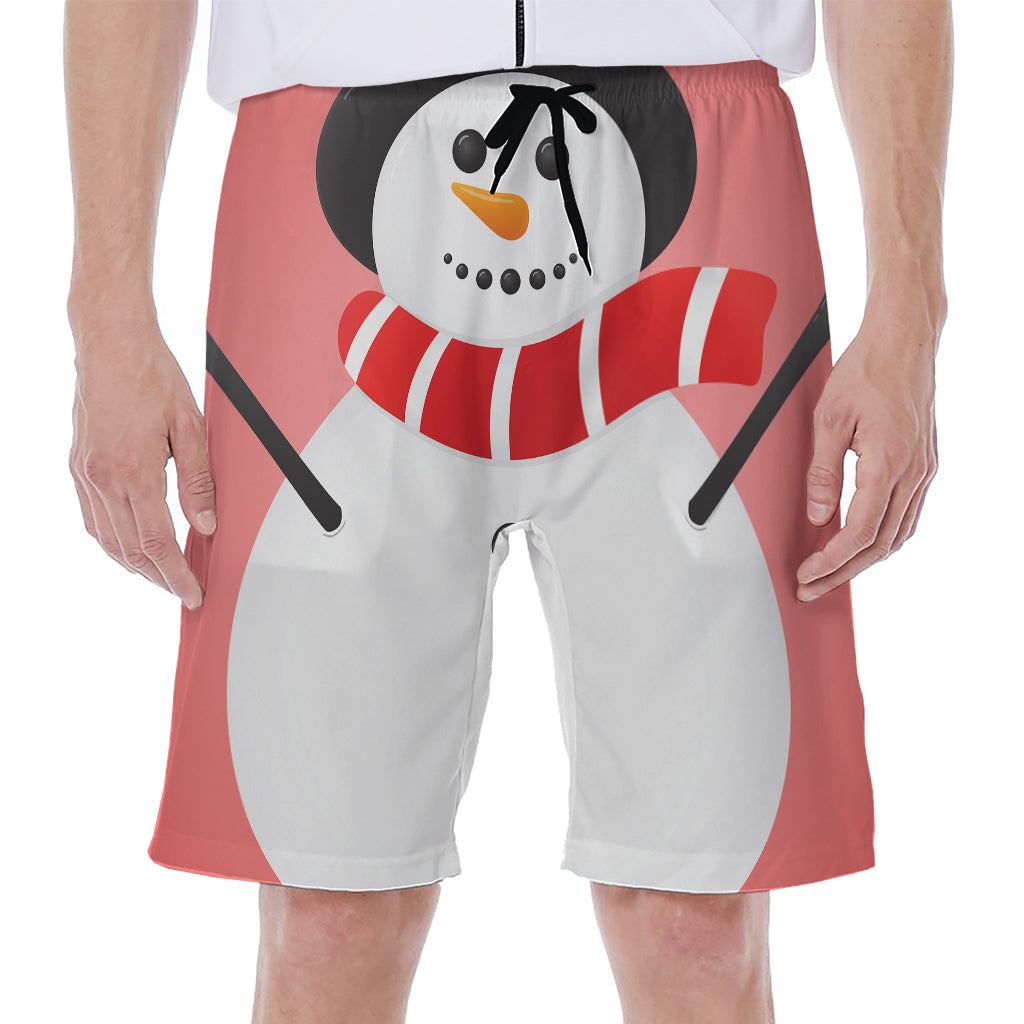 Cute Snowman Print Men's Beach Shorts