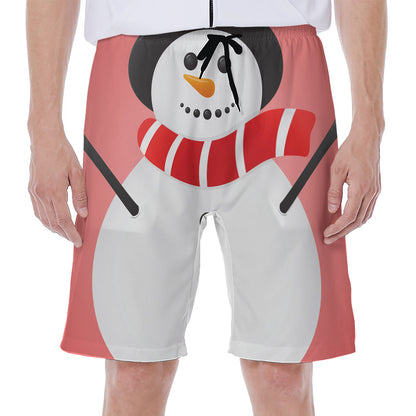 Cute Snowman Print Men's Beach Shorts