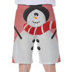 Cute Snowman Print Men's Beach Shorts