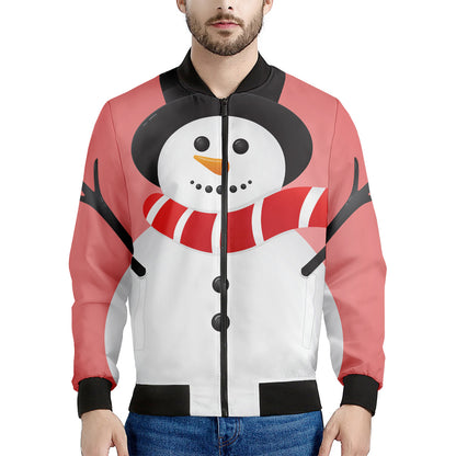 Cute Snowman Print Men's Bomber Jacket