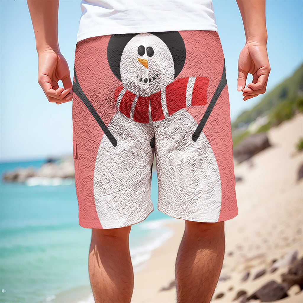 Cute Snowman Print Men's Cargo Shorts