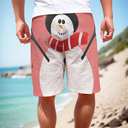 Cute Snowman Print Men's Cargo Shorts