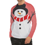 Cute Snowman Print Men's Long Sleeve Rash Guard