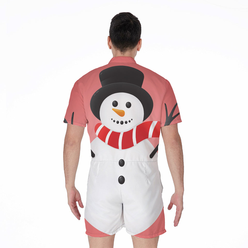 Cute Snowman Print Men's Rompers