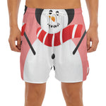 Cute Snowman Print Men's Split Running Shorts