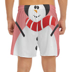 Cute Snowman Print Men's Split Running Shorts