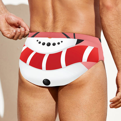 Cute Snowman Print Men's Swim Briefs