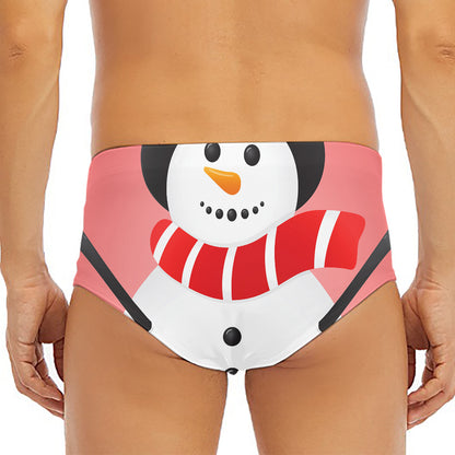 Cute Snowman Print Men's Triangle Swim Briefs